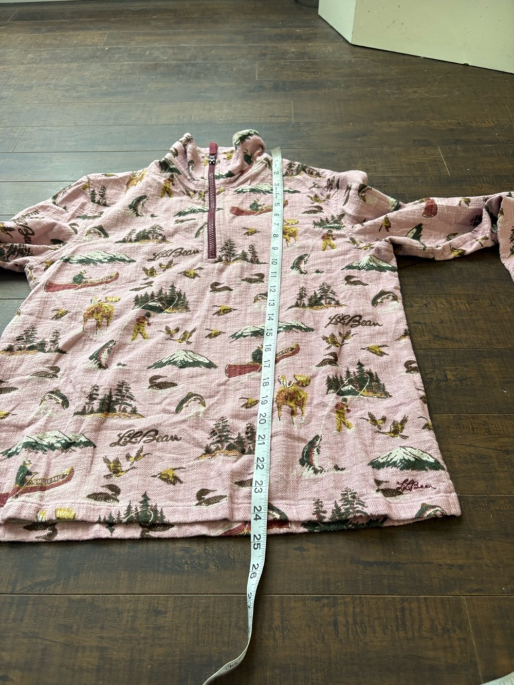 L.L. Bean Pink Nature inspired Print Half-Zip Pullover - Picture 12 of 16